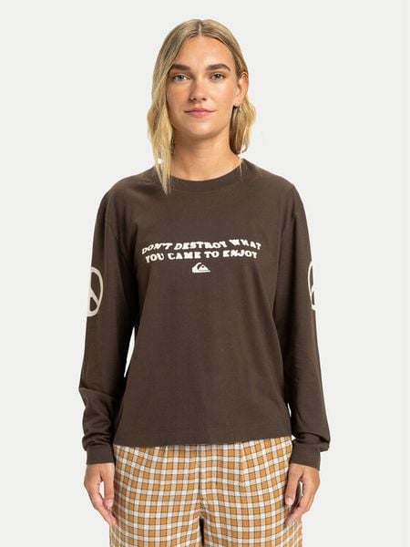Quiksilver Bluzka Standard EQWZT03200 Brązowy Regular Fit. Brązowe bluzki Quiksilver, s, bez wzorów, z bawełny, bez kołnierzyka, bez ramiączek. Za 98.99 zł.