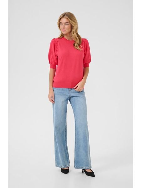 Kaffe Bluzka w kolorze różowym rozmiar: XL. Różowe bluzki Kaffe, xl, bez wzorów, bez kołnierzyka, bez ramiączek. Za 74.81 zł.