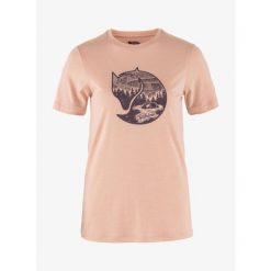 Koszulka merino damska Fjallraven Abisko Wool Fox. Czerwone koszulki sportowe Fjällräven, bez wzorów, bez ramiączek. Za 298.99 zł.