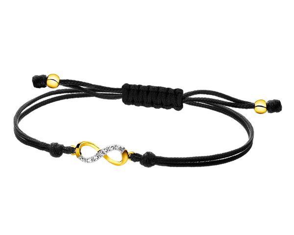 Bransoletka z elementami żółtego złota i diamentem - nieskończoność - 0,004 ct - próba 375. Żółte bransoletki Apart, z diamentem, złote. Za 579.00 zł.