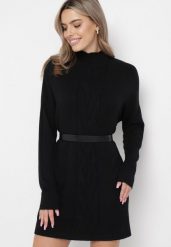 Czarny Oversizowy Sweter Golf z Wiskozą i Ozdobnym Splotem z Przodu Goyanes. Czarne golfy Born2be, bez wzorów, z wiskozy, bez ramiączek. Za 99.99 zł.