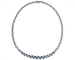 Naszyjnik z białego złota z brylantami i szafirami - 45 cm - próba 750. Białe naszyjniki Apart, z brylantem, złote. Za 82,990.00 zł.