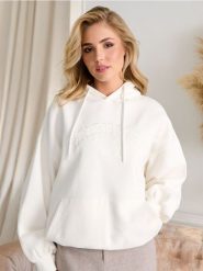 Bluza z kapturem - kremowy. Białe bluzy Sinsay, l, bez wzorów, z kapturem. Za 49.99 zł.