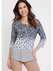 Olsen Koszulka w kolorze granatowo-białym rozmiar: 42. Białe bluzki Olsen, bez wzorów, z bawełny, bez kołnierzyka, bez ramiączek. Za 60.99 zł.