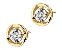 Kolczyki z żółtego i białego złota z brylantami - 0,05 ct - próba 585. Białe kolczyki Apart, z brylantem, złote. Za 2,090.00 zł.