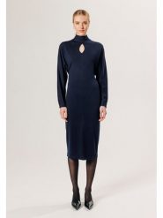 Rodier Wełniana sukienka w kolorze granatowym rozmiar: XL. Niebieskie sukienki Rodier, na co dzień, xl, bez wzorów, z tkaniny, klasyczne, bez kołnierzyka, bez ramiączek, midi, proste. Za 409.00 zł.