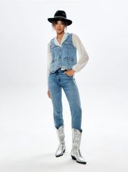 Jeansy straight high waist - niebieski. Niebieskie jeansy Sinsay, l, bez wzorów, z podwyższonym stanem. Za 79.99 zł.