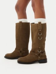 G-Star Raw Kozaki CEO-WI45-CHRISTIAN-02 Khaki. Brązowe kozaki G-Star, z nubiku, bez obcasa, na płaskiej podeszwie, bez zapięcia. Za 599.99 zł.