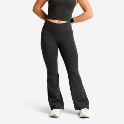 Legginsy sportowe damskie Domyos flare. Szare legginsy DOMYOS, l, bez wzorów, z lycry, z podwyższonym stanem, na fitness i siłownię. Za 129.99 zł.