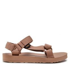 Sandały Teva. Brązowe sandały Teva, bez wzorów, sportowe, bez obcasa, bez zapięcia. Za 249.99 zł.