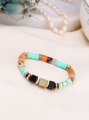 Charlize Pozłacana bransoletka z jaspisami i kamieniami ozdobnymi rozmiar: onesize. Brązowe bransoletki Charlize, z jaspisem, pozłacane. Za 91.34 zł.