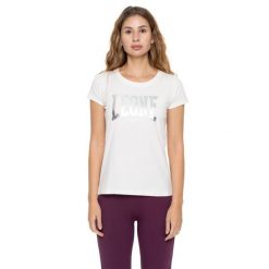 Koszulka Damen-Kurzarm z Leone 1947 Nigdy bez Aufdruck. Białe bluzki LEONE 1947 APPAREL, bez wzorów, z bawełny, sportowe, bez kołnierzyka, bez ramiączek. W wyprzedaży za 69.02 zł.