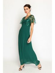 ASSUILI Sukienka w kolorze zielonym rozmiar: 34. Zielone sukienki Assuili, bez wzorów, klasyczne, bez kołnierzyka, bez ramiączek, maxi. Za 166.10 zł.