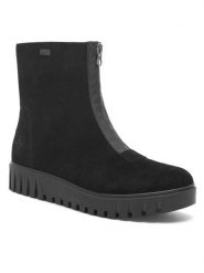 Rieker Botki Y3459-00 Czarny. Czarne botki Rieker, bez wzorów, ze skóry, bez obcasa, na płaskiej podeszwie, bez zapięcia. Za 239.99 zł.