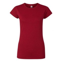 Koszulka Damska Softstyle Heather. Czerwone bluzki GILDAN, xl, bez wzorów, sportowe, bez kołnierzyka, bez ramiączek. Za 38.99 zł.