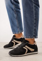 Czarne Sneakersy Sportowe z Imitacji Zamszu z Geometrycznymi Wstawkami Shanoom. Czarne obuwie sportowe Born2be, z dzianiny, bez zapięcia. Za 119.99 zł.