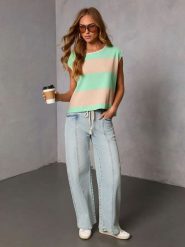 Milan Kiss Koszulka w kolorze jasnobrązowo-turkusowym rozmiar: M. Brązowe bluzki Milan Kiss, m, bez wzorów, bez kołnierzyka, bez ramiączek. Za 152.99 zł.