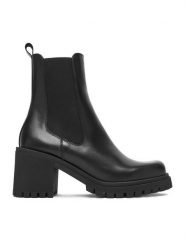 Badura Botki C-GATE-I23 28115PE Czarny. Czarne botki Badura, bez wzorów, ze skóry, bez obcasa, na słupku, bez zapięcia. Za 349.99 zł.