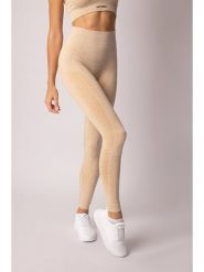Spaio Legginsy sportowe "Melange" w kolorze beżowym rozmiar: XL. Brązowe legginsy Spaio, xl, bez wzorów, z materiału, outdoorowe. Za 130.50 zł.