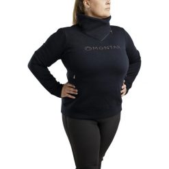 Damska bluza jeździecka z zamkiem błyskawicznym Montar Naja. Niebieskie bluzy MONTAR, xl, bez wzorów, z bawełny, bez kaptura. Za 345.00 zł.