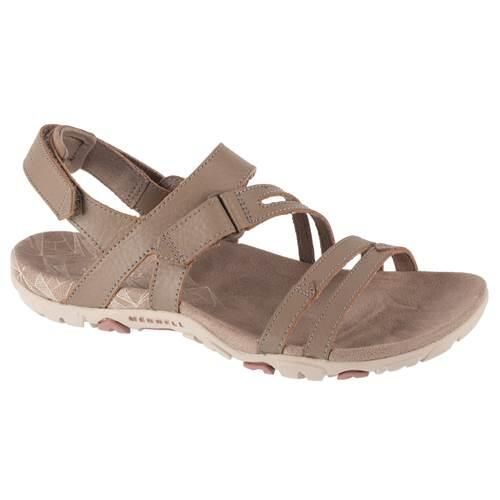 Buty do chodzenia damskie Merrell J003424. Brązowe trekkingi Merrell, z jeansu, trekkingowe. Za 299.99 zł.