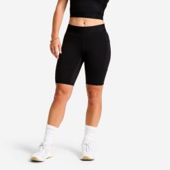 Legginsy fitness cardio damskie Domyos krótkie. Czarne legginsy DOMYOS, xs, bez wzorów, z materiału, krótkie. Za 89.99 zł.