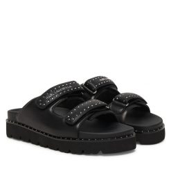 Klapki KARL LAGERFELD. Czarne klapki KARL LAGERFELD, bez wzorów, bez obcasa. Za 716.99 zł.