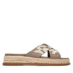 Espadryle DKNY. Brązowe espadryle DKNY, bez wzorów, bez obcasa, bez zapięcia. Za 579.99 zł.