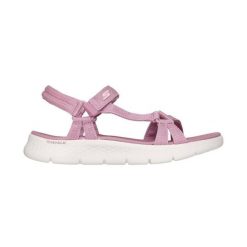 Sandały SKECHERS GO WALK FLEX SANDAL Rose. Fioletowe sandały Skechers, bez wzorów, z materiału, klasyczne, bez obcasa, bez zapięcia. Za 204.99 zł.