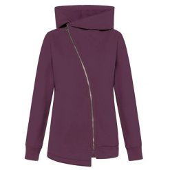 Bluza Deha Bluza Biker Z Bawełny Ekologicznej Damskie. Fioletowe bluzy Deha, l, bez wzorów, z bawełny, z kapturem. Za 617.99 zł.