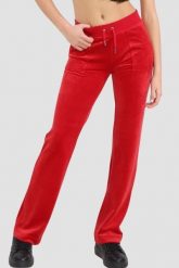 JUICY COUTURE Czerwone damskie spodnie welurowe Del Ray Pocket Pant, Rozmiar XS. Czerwone spodnie dresowe Juicy Couture, s, bez wzorów, z dresówki. W wyprzedaży za 323.99 zł.