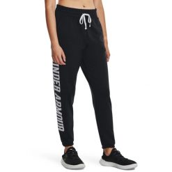 Spodnie dresowe damskie Under Armour Rival Terry Graphic Jogger. Czarne spodnie dresowe Under Armour, s, bez wzorów, z dresówki, na fitness i siłownię. Za 139.99 zł.