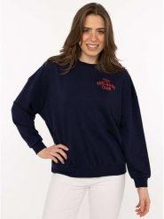 Zwillingsherz Bluza "Feel Good Club" w kolorze granatowym rozmiar: L/XL. Niebieskie bluzy sportowe Zwillingsherz, l, bez wzorów, z bawełny, bez kaptura. Za 130.99 zł.