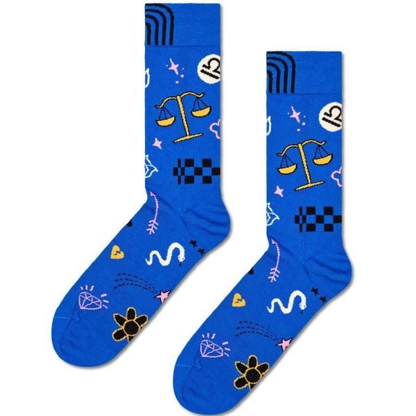 Skarpety Happy Socks Model Libra Sock Kolor Niebieski. Niebieskie skarpety Happy Socks, bez wzorów, z tkaniny. Za 57.95 zł.