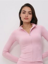 Bluza z suwakiem - pastelowy róż. Czerwone bluzy sportowe Reserved, l, bez wzorów, z dzianiny, bez kaptura. Za 99.99 zł.