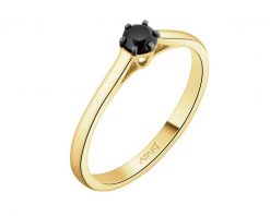 Pierścionek z żółtego złota z czarnym brylantem - 0,25 ct - próba 585. Czarne pierścionki Apart, z brylantem, złote. Za 3,190.00 zł.