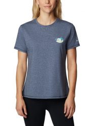 Columbia Koszulka "Sun Trek" w kolorze granatowym rozmiar: XS. Niebieskie bluzki Columbia, xs, bez wzorów, bez kołnierzyka, bez ramiączek. Za 52.79 zł.