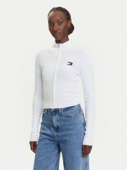 Tommy Jeans Kardigan DW0DW20967 Biały Slim Fit. Białe kardigany Tommy Jeans, xs, bez wzorów, z jeansu. Za 429.99 zł.