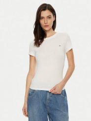 Tommy Jeans T-Shirt DW0DW20459 Biały Slim Fit. Białe t-shirty Tommy Jeans, m, bez wzorów, z bawełny, bez kołnierzyka, bez ramiączek. Za 89.99 zł.