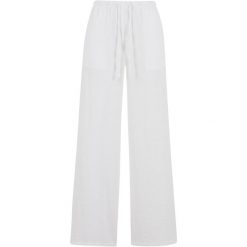 Damskie spodnie z szerokimi nogawkami Urban Classics Structured. Białe spodnie dresowe Urban Classics, bez wzorów. Za 206.00 zł.