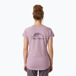Koszulka damska Helly Hansen Nord Graphic Drop. Fioletowe bluzki Helly Hansen, bez wzorów, sportowe, bez kołnierzyka, bez ramiączek. Za 109.99 zł.