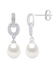 Mitzuko Srebrne kolczyki-wkrętki z perłami rozmiar: onesize. Szare kolczyki Mitzuko, z cyrkonią, srebrne. Za 269.75 zł.