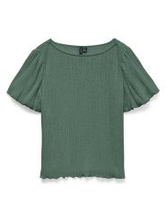 Vero Moda Bluzka w kolorze zielonym rozmiar: M. Zielone bluzki Vero Moda, m, bez wzorów, bez kołnierzyka, bez ramiączek. Za 110.81 zł.