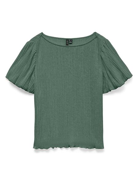 Vero Moda Bluzka w kolorze zielonym rozmiar: M. Zielone bluzki Vero Moda, m, bez wzorów, bez kołnierzyka, bez ramiączek. Za 109.95 zł.