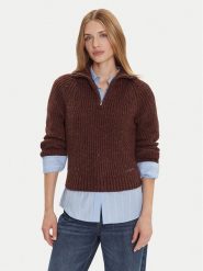 Tommy Jeans Sweter DW0DW21686 Brązowy Relaxed Fit. Brązowe swetry Tommy Jeans, l, bez wzorów, z jeansu, bez ramiączek. Za 559.99 zł.