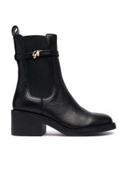 Steve Madden Botki Charity 11005782 Czarny. Czarne botki Steve Madden, bez wzorów, ze skóry, bez obcasa, na słupku, bez zapięcia. Za 729.99 zł.