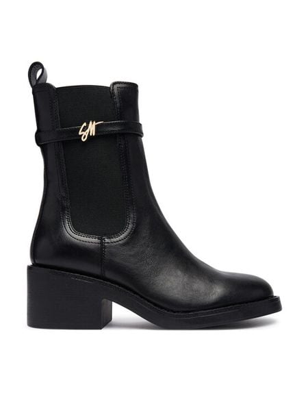 Steve Madden Botki Charity 11005782 Czarny. Czarne botki Steve Madden, bez wzorów, ze skóry, bez obcasa, na słupku, bez zapięcia. Za 729.99 zł.