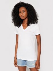 Tommy Hilfiger T-Shirt Heritage V-Neck Tee WW0WW24969 Biały Regular Fit. Białe t-shirty TOMMY HILFIGER, s, bez wzorów, z bawełny, bez kołnierzyka, bez ramiączek. Za 119.99 zł.