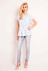 Bluzka z Baskinką w Niebieskie Parasolki. Niebieskie bluzki Lou-Lou, l, bez wzorów, z elastanu, bez kołnierzyka, bez ramiączek. Za 125.90 zł.