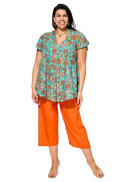 Aller Simplement Bluzka w kolorze turkusowym rozmiar: 46/48. Niebieskie bluzki Aller Simplement, bez wzorów, z bawełny, klasyczne, bez kołnierzyka, bez ramiączek. Za 65.38 zł.